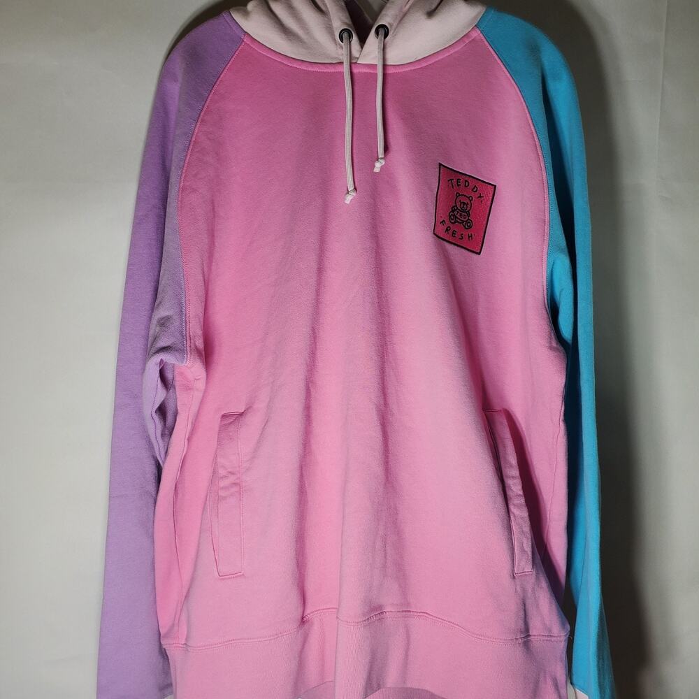 Teddy Fresh Men's XL Pink Colorblock Hoodie NWT